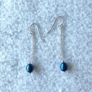 Cultured Blue Pearl Drop Earrings